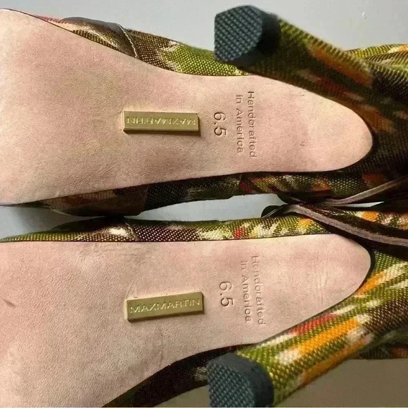 Max Martin Stiletto Boot Zipper Closure with Accent Straps Ikat Pattern Size 6.5 - Picture 8 of 9